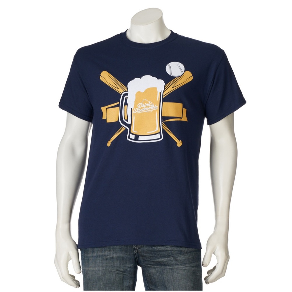 Men’s “Drink Wisconsinbly” baseball tee small
